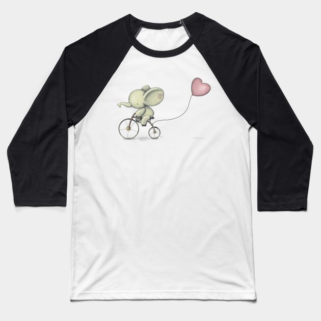 Cute Elephant riding his bike Baseball T-Shirt by mikekoubou